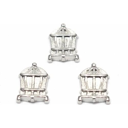 10pcs/lot Metal Silver Birdcage Floating Charms For Glass Memory Floating Lockets Bracelet DIY Jewelry