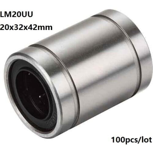 100pcs/lot LM20UU LM20 20x32x42mm Linear motion bearings bushings for 3D printer CNC router parts 20*32*42mm