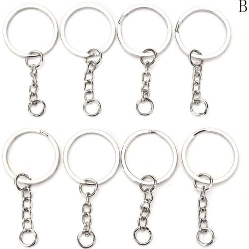 100 Pcs/lot Silvery Key Chains Stainless Alloy Circle Hook For Bag Accessories DIY 25mm Keyrings Keychain Key Ring 3 Styles
