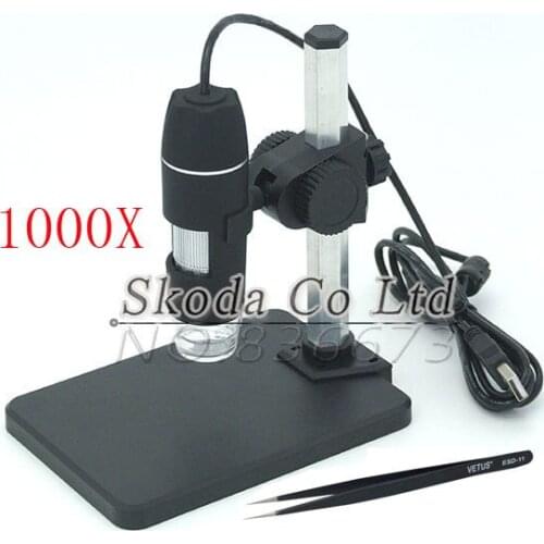 1000X 2MP USB Digital Microscope With Holder Stand 8LED Digital Microscope Magnifier+1pcsVETUS Tweezers