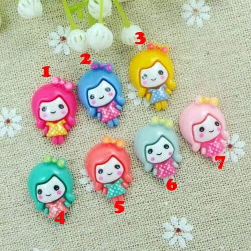 20pcs/lot hot sell pretty girl with bowknot Resin Cabochon Flat Back Girls Hair Bow Center Making Boys Crafts DIY 22mm
