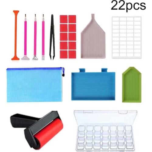 22 pcs diamond painting tools kit 5d diy diamond painting accessories cross stitch diamond embroidery box for adults children