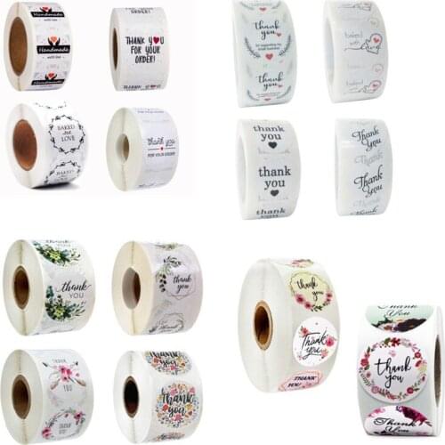 500 pieces/roll Black white label hand-sealed sticker-heart-shaped thank you seal sticker