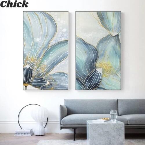 Abstract Leaf Flower Wall Art Canvas Poster Golden Wall Pictures Print Painting Art Aisle Living Room Scandinavian Home Decor