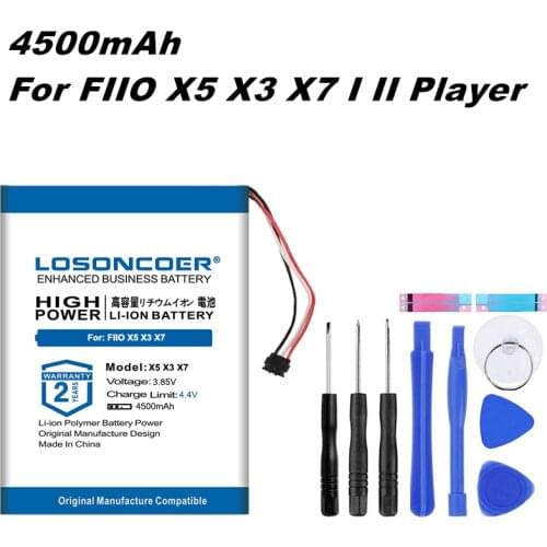 LOSONCOER for FIIO X1 X5 X3 X7 II III 2 3era Player Li-po Polymer Rechargeable Accumulator Pack Replacement Battery 4500mAh