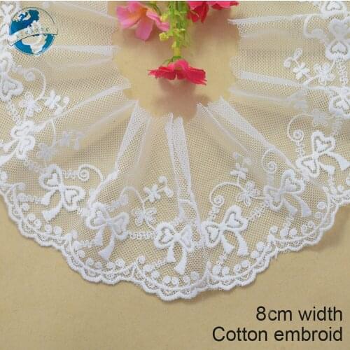 7cm white lace cotton embroidery lace french lace ribbon fabric guipure diy trims warp knitting sewing Accessories#2983