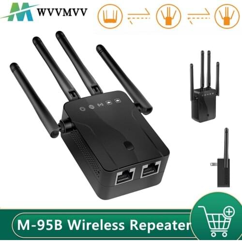WVVMVV M-95B Wireless Repeater Wifi Router 300M Signal Amplifier Extender 4 Antenna Router Signal Amplifier For Home Office