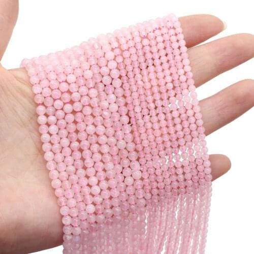 Natural Stone Rose Quartzs Bead Round Crystal Loose Beads Strand 15'' For Jewelry Making DIY Charm Bracelet Necklace Accessories