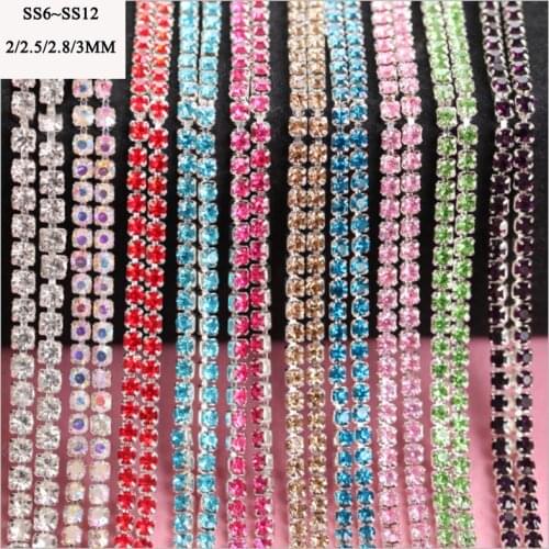 1M/lot Rhinestones Chain Flatback Silver claw Rhinestone Trim crystal for DIY Handcraft Sewing Trim Appliques needlework decor