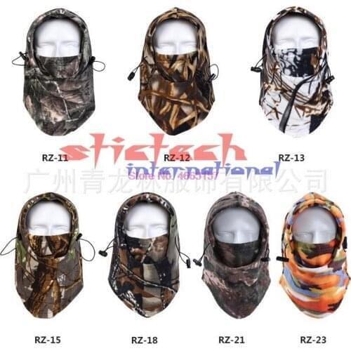 By dhl or ems 200pcs Winter Thermal Camouflage Fleece Warm Neck Mask Motorcycle Hunting Wind Ski Cap Hats