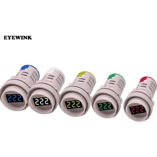 22mm Hole Size 6-60 VDC Digital Voltmeter Round Voltage Detector Tester Mini LED Voltage Indicator Signal Light Monitor