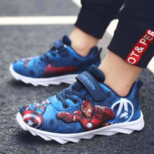 Childrens sports shoes Disney Boys Autumn Cartoon Mesh Captain America Childrens Shoes Girls' Shoes Frozen Princess Elsa