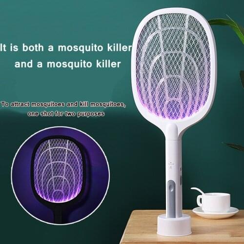 Bug Zapper Electric Fly Swatter for Home Powerful 3000V Grid Detachable Racket Safe to Touch with 3-Layer Safety Mesh