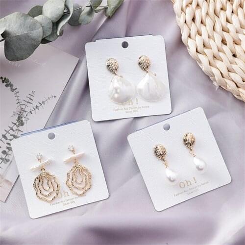 HHSPPF XY Japanese and Korean Fashion irregular Metal Pearl Earrings Hand Twisted Metal Water Droplets Womens Earrings