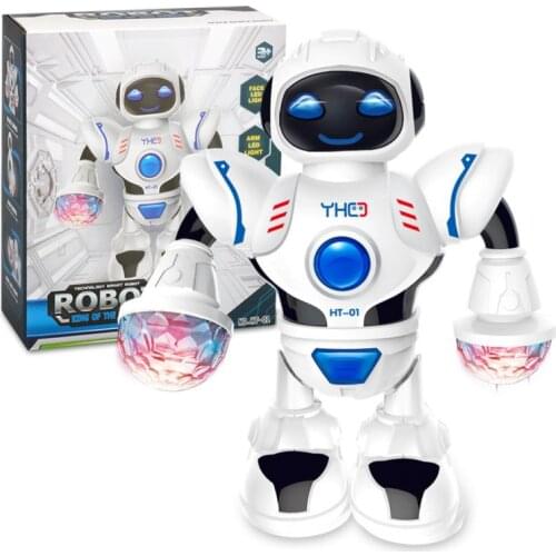Space Dazzling Music Robot Shiny Educational Toys Electronic Walking Dancing Smart Space Robot Kids Music Robot Toys Xmas Gifts