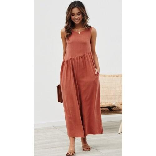Fashion Casual Solid Color Loose Vest Sleeveless One-piece Croppped Trousers Jumpsuits New Spring and Summer Womens Clothes