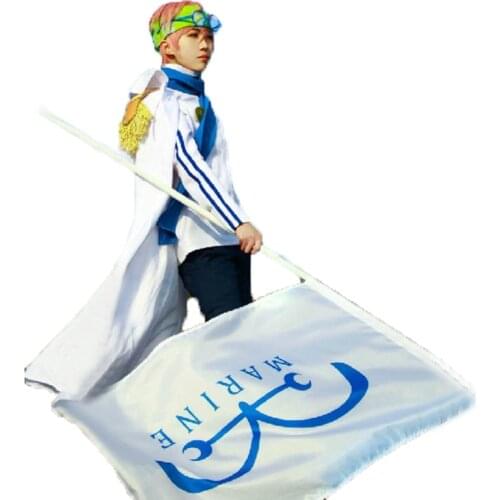 One Piece Coby Navy Justice Cloak suit Cosplay Costume with head piece and glasses