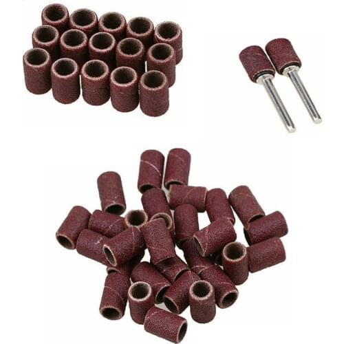 50pcs Circle Sandpaper GrindingSanding Bands Sleeves & Mandrels Grinding Wheel Drum Sanding Mandrels Nail Drill Rotary Tools