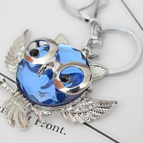 2019 Fashion Owl Keychain Bag Pendant Key Holder Crystal Strass Women Bag Animal Charm Key Chain Buckle Key Ring EH867