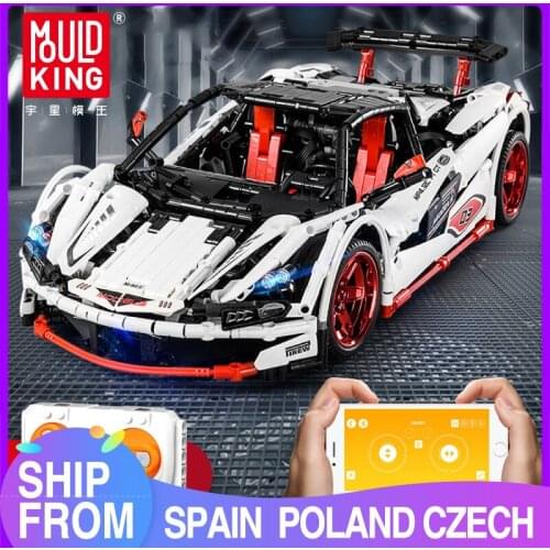 Mould King 13067 High-Tech Motorized Car APP Remote Control McLaren P1 Super Racing Car Building Blocks Bricks Kids Toys Gifts