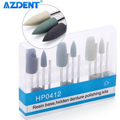 12pcs/kit Dental Diamond Burs Hidden Denture Resin Base Polishing Kits for Low Speed HP 0412