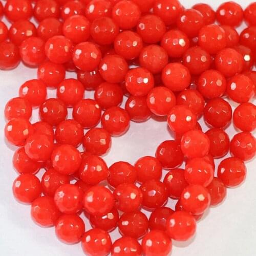 Natural Stone Red Chalcedony Jades 4mm 6mm 8mm 10mm 12mm Faceted Round Loose Spacer Beads Diy Findinds Accessories 15 Inches B10