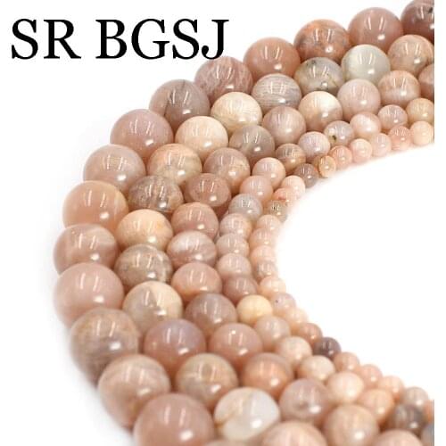 Natural Sun Stone Round Loose Spacer Beads For Jewelry Making DIY Charms Bracelet Ear Studs Accessories 4 6 8 10 12mm 15