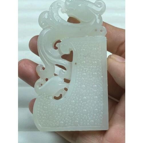 Natural 7A hetian jade Handcarved white dragon jade pendant jade necklace women men pendants jewelry jade necklaces