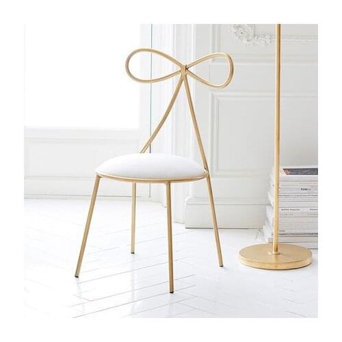 Nordic Dining Chair for the Kitchen Simple Modern Backrest Chair Creative Bow Makeup Chair Wrought Iron Chair Restaurant Chairs