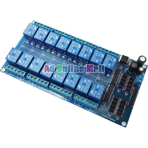 12V 16-Channel 16 Channel Relay Module Interface Board For Arduino PIC ARM DSP PLC With Optocoupler Protection With LM2596 Power