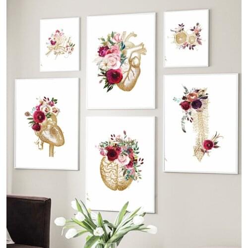 Heart Brain Ear Spine Neuron Medical Education Wall Art Canvas Painting Posters And Prints Wall Pictures For Doctor Room Decor