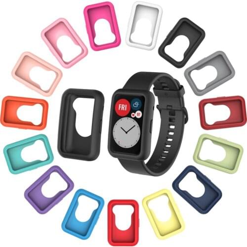 Silicone Soft Glass Screen Protector Smartwatch Case Shell Sleeve For Huawei Watch Fit Frame Protective Bumper Cover Accessories