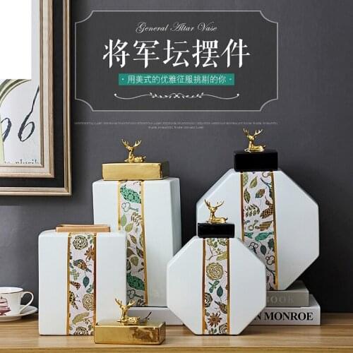 Modern ceramic decorative jar sets gold mason storage bottles kitchen porcelain jar vase