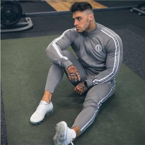 Sporting 2 Pieces Sweatsuit Men Clothes Printed Hooded Hoodies Jacket Pants Track Suits