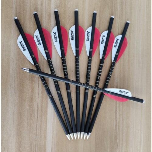 6/12/24 pcs Archery Pure Carbon Crossbow Arrow Diameter 6mm 2 Feathers Arrow Bolts for Crossbow Hunting Archery Shooting