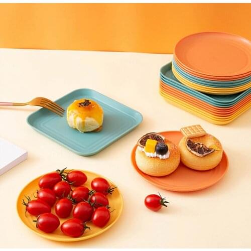 2Pcs Dinner Plate Stackable Anti-slip Base Plastic Home Resilient Kitchen Plate for Kitchen Dinner Plate Stackable