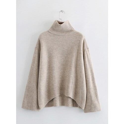 Womens autumn winter rabbit yarn knitted sweater Female long sleeve solid color casual loose basic tops TB1055