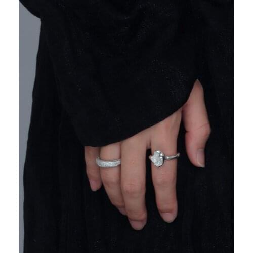 VSnow French Trendy Shiny Starburst Irregular Geometric Ting for Women Metal Asymmetry Open Adjustable Index Finger Ring Jewelry