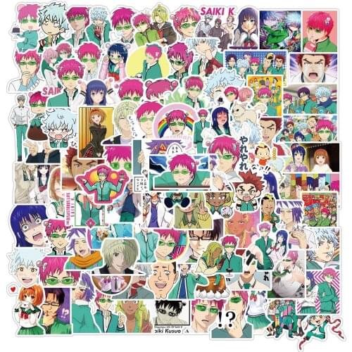 100pcs Anime Stickers The Disastrous Life of Saiki K Decals Saiki Kusuo Sticker for Laptop Car Motorcycle Kids School Toys Gift