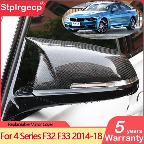 2pcs carbon Fiber Replacement Auto Car Rear View Side Mirror Cover Trim For BMW 4 Series F32 F33 F36 420i 428i 435i 2014-2018