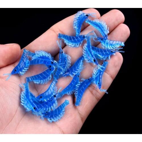 NEW UP 20pcs Soft Silicone Shrimp Fishing Lures Small Light Color Freshwater Fishing Shrimp Bait