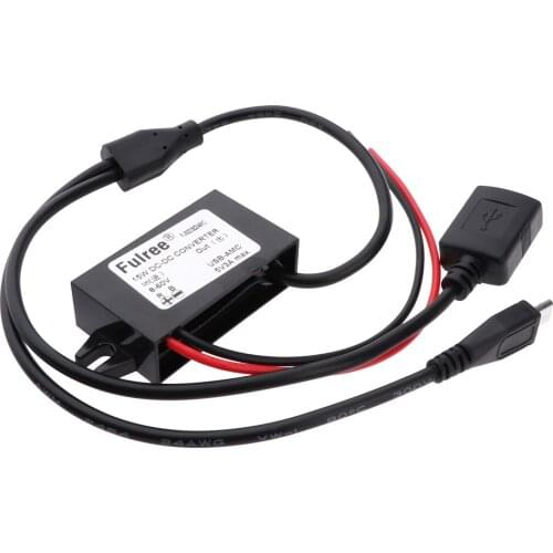 3A/15W Dual Power Adapter 8-60V to 5V Double USB Cable Connector (USB + Micro USB)