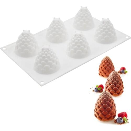 3D Cake Decorating Tools Silicone Molds 6 Holes Pinecones Shape Baking Tool For chocolate Cakes Mousse Ice Cream Dessert