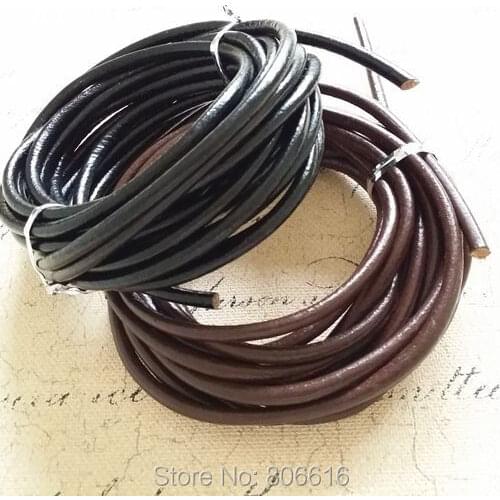 5MM 10Yards High Quality 100% Genuine Leather Cords Bracelet & Necklace Ropes Jewelry Findings Accessories