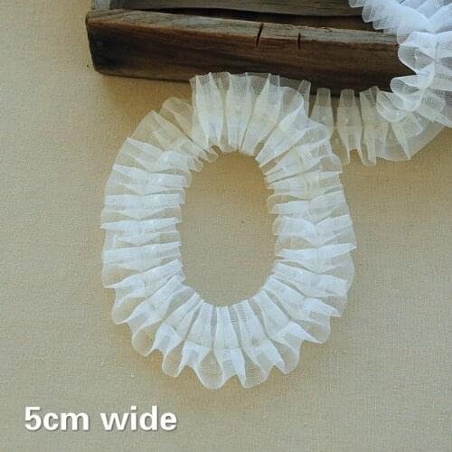 5cm Wide Double Mesh Center Wrinkle Small Dot Lace Ribbon DIY Hat Headdress Skirt Trim Home Textile Sofa Sewing Accessories