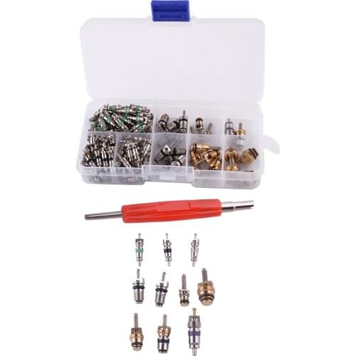 Car 134Pcs Protable AC Valve Core For R134A Air Conditioning Assortment Kit with Remover Accessories