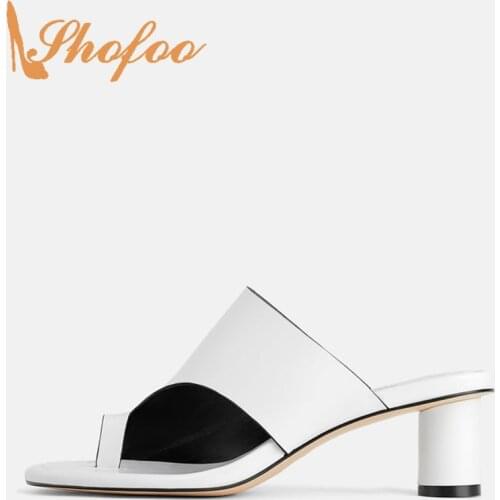White High Round Heels Filp Flop Sandals Woman Slip On Slides Slippers Large Size 11 15 For Ladies Summer Footwear Fashion Dress