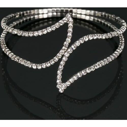 Lady Women Bangle Best Gift Arrival Bracelet Silver color Elegant Jewelry Charm Crystal Rhinestone Special design Bracelet B056