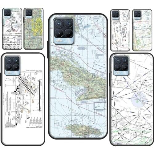 Aviation Chart AccessoriesAirport Case For OnePlus 9 Pro 7 8 T Nord Cover For OPPO Realme C3 C11 C15 C21 GT Neo 6 7 8 Pro