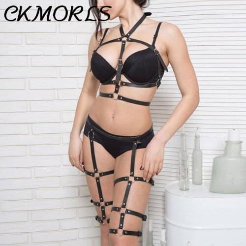 CKMORLS Sexy Stockings Garter Belt Suspender Fetish Leather Harness Belt Bondage Full Body Harness Chest Cage Harajuku Lingerie